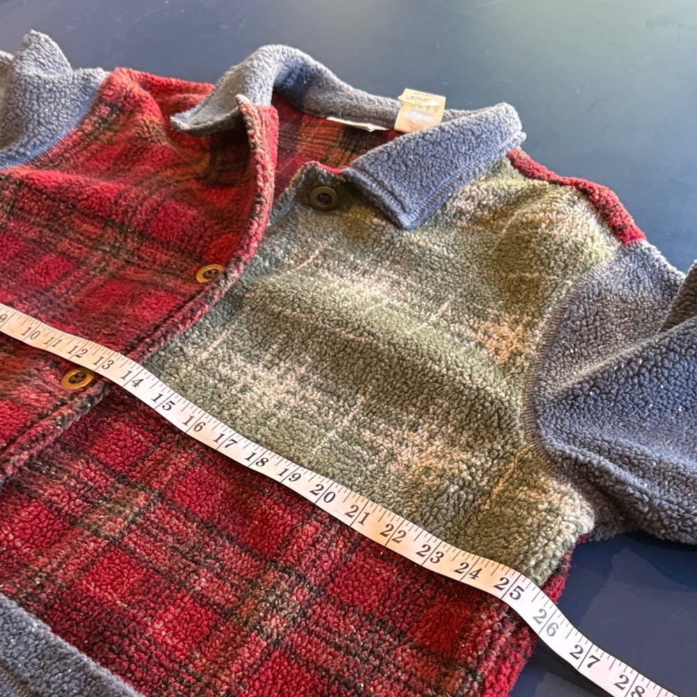 Vintage Koret City Blue Patchwork Plaid Fleece Bu… - image 7